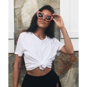 Giant Vintage Red Retro 70s Inspired Oversized Cat Eye Sunglasses EUC One Size